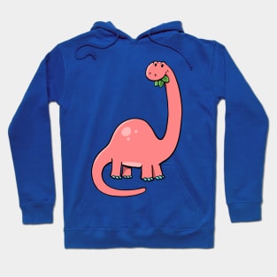 pink dinosaur with a long neck eats leaves Hoodie